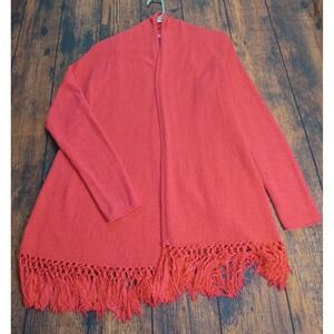Liliy Pulitzer Tatum Open Cardigan Tassel Long Sleeve Large Red